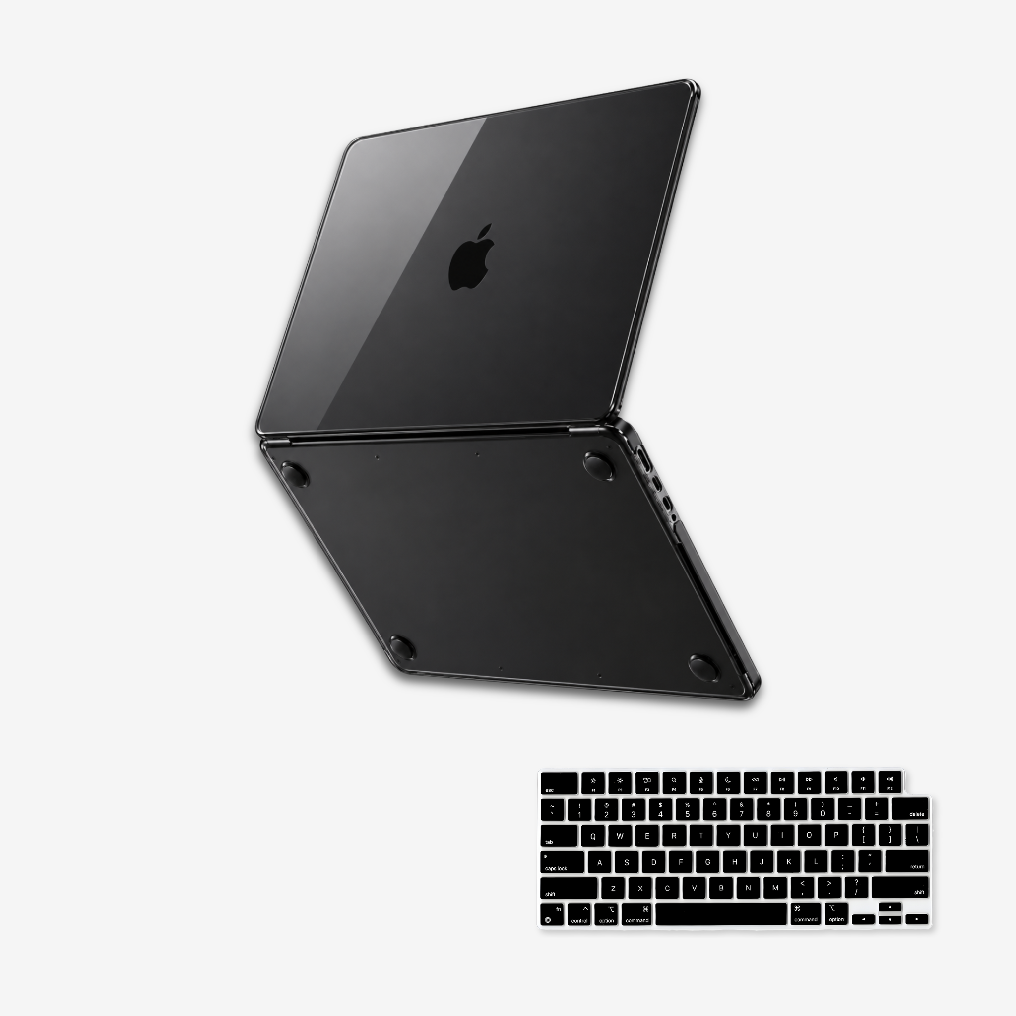 Capa HardShell Preto Cristal + Protetor de Teclado para MacBook Pro 14 M1 M2 M3 M4 M5 SkinCase #cor_preto cristal