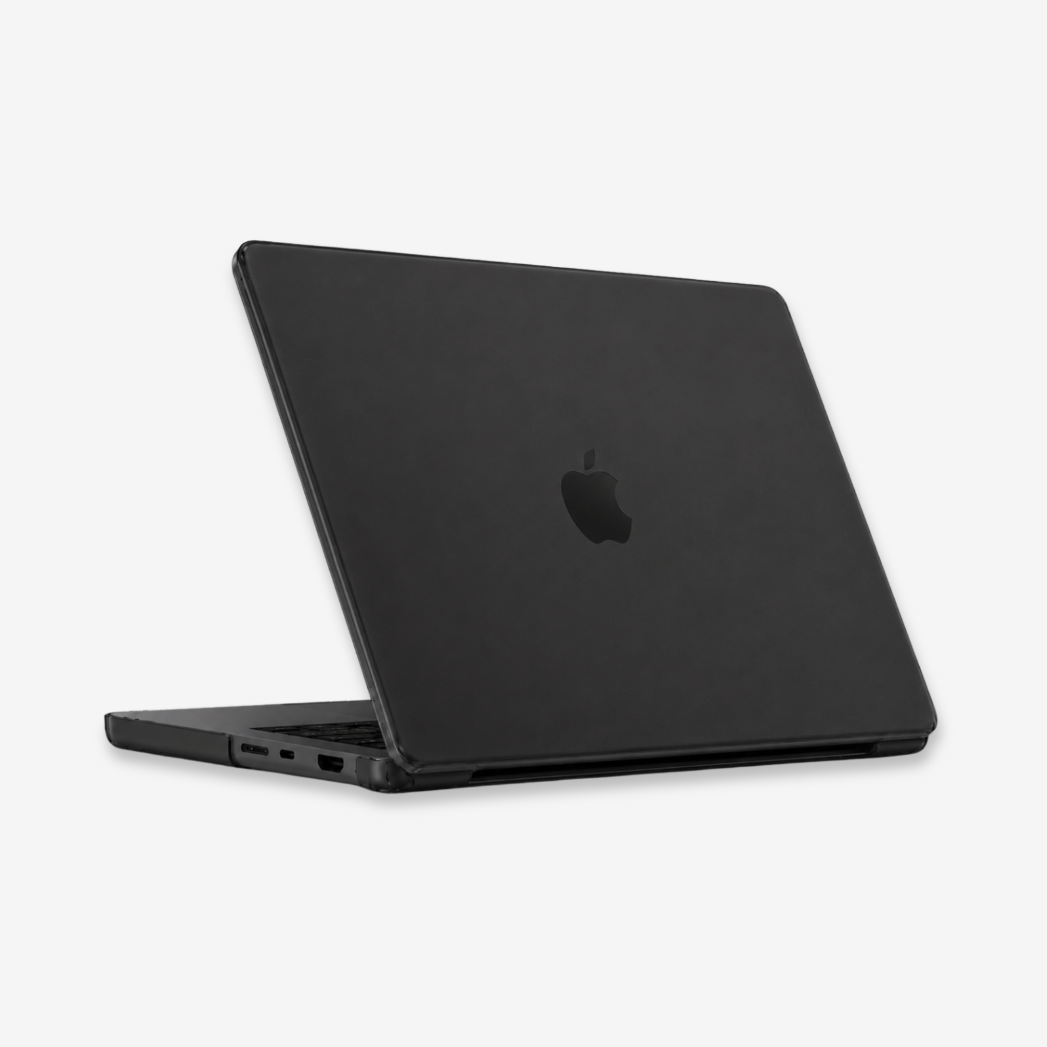 Capa HardShell Preto Fosco para MacBook Pro 14 com recortes laterais e portas SkinCase #cor_preto fosco