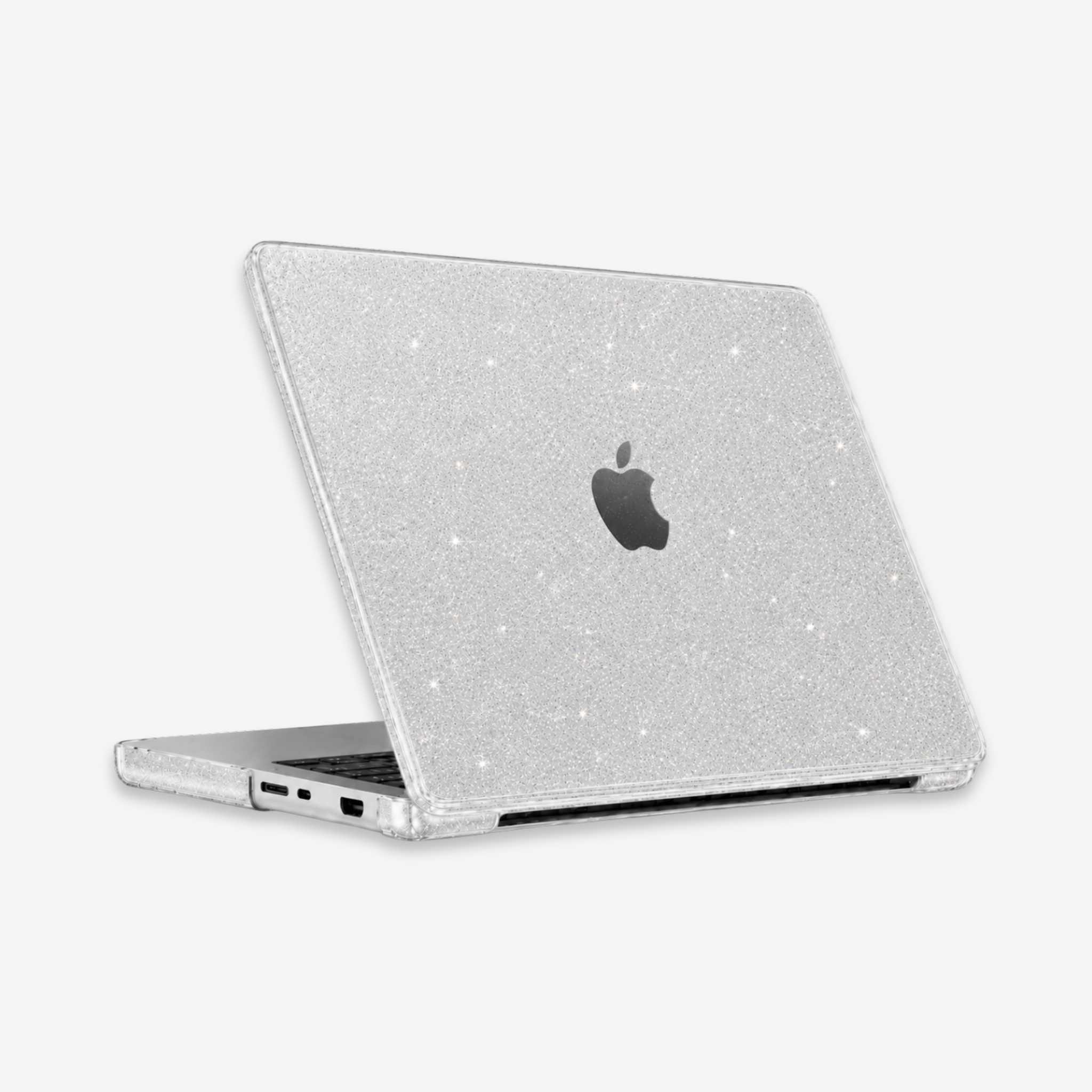 Capa HardShell Sky Glitter para MacBook Pro 14 com recortes laterais e portas SkinCase #cor_sky glitter