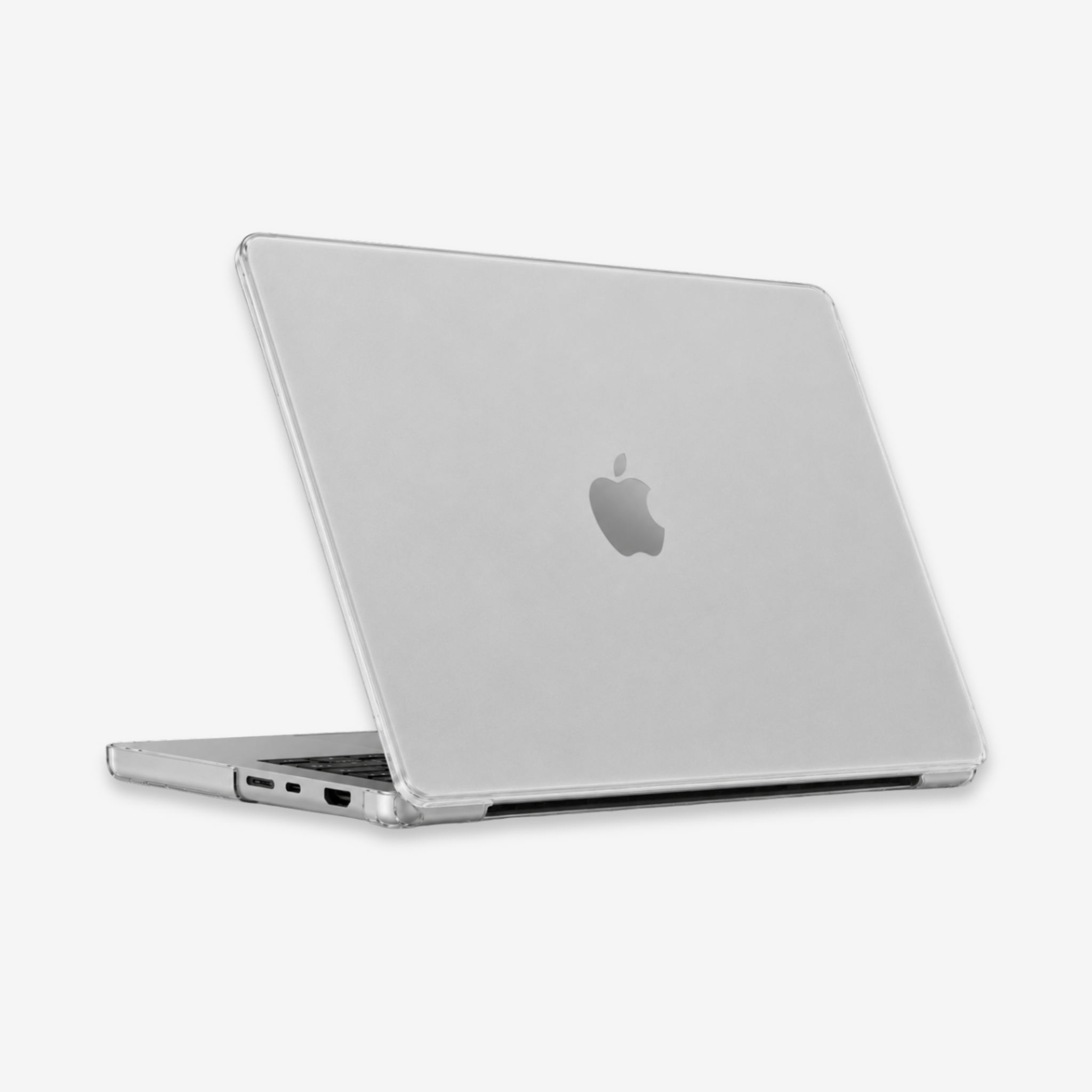 Capa HardShell Transparente Fosco para MacBook Pro 14 com recortes laterais e portas SkinCase #cor_transparente fosco