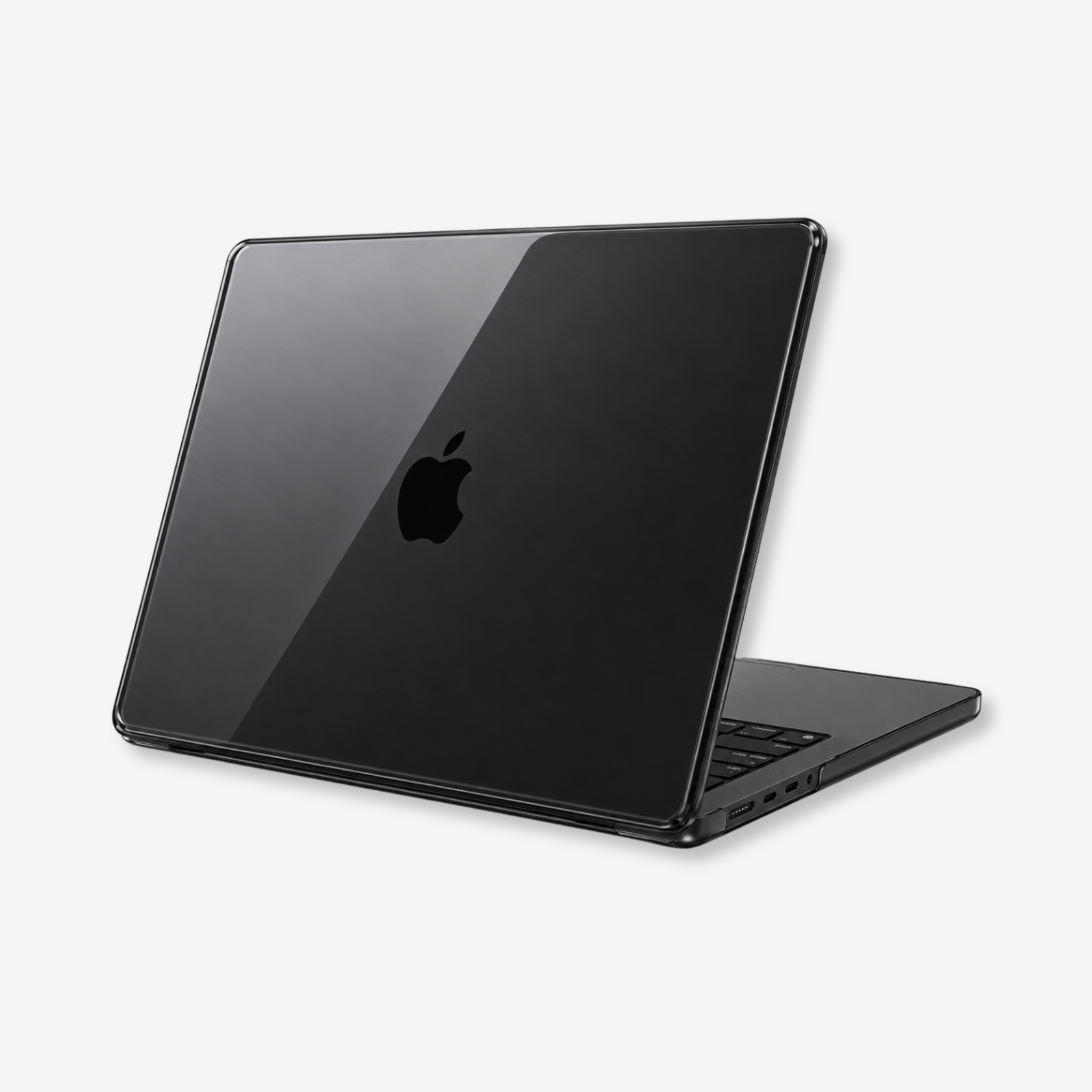 Capa HardShell Preto Cristal instalada no MacBook Pro 14 M1 M2 M3 M4 M5 SkinCase #cor_preto cristal