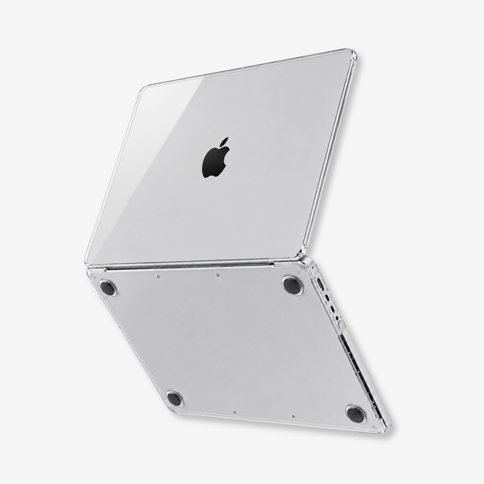 Capa HardShell Transparente Cristal para MacBook Pro 14 vista inferior com pés emborrachados SkinCase #cor_transparente cristal