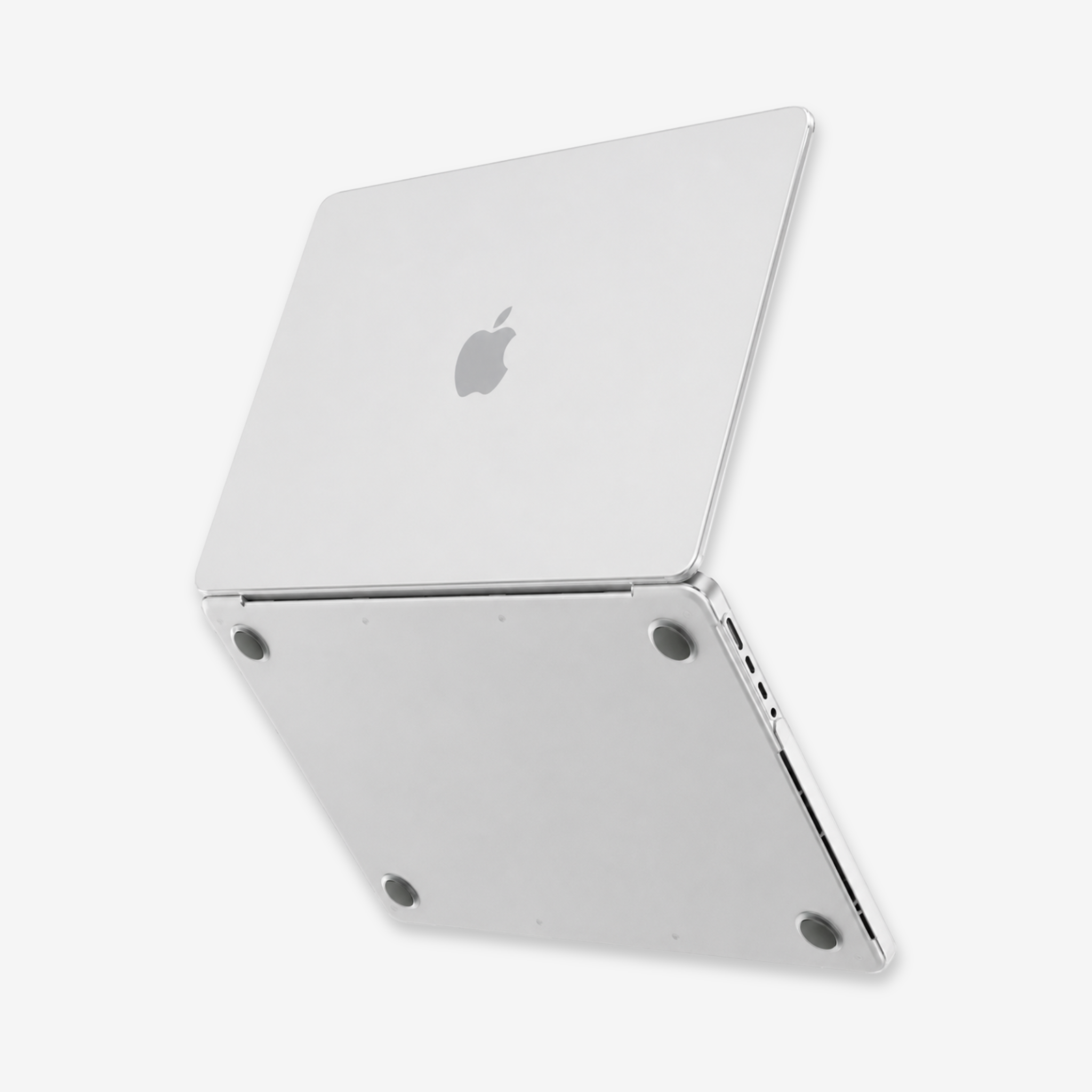 Capa HardShell Transparente Fosco para MacBook Pro 14 vista inferior com pés emborrachados SkinCase #cor_transparente fosco