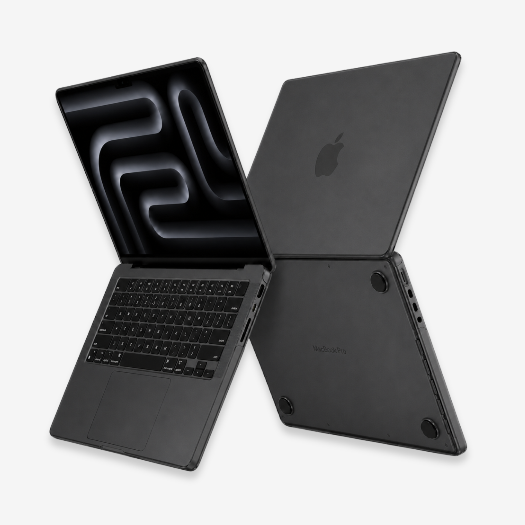 Galeria da Capa HardShell Preto Fosco SkinCase para MacBook Pro 16 M1 M2 M3 M4 M5 aplicada no notebook #cor_preto fosco