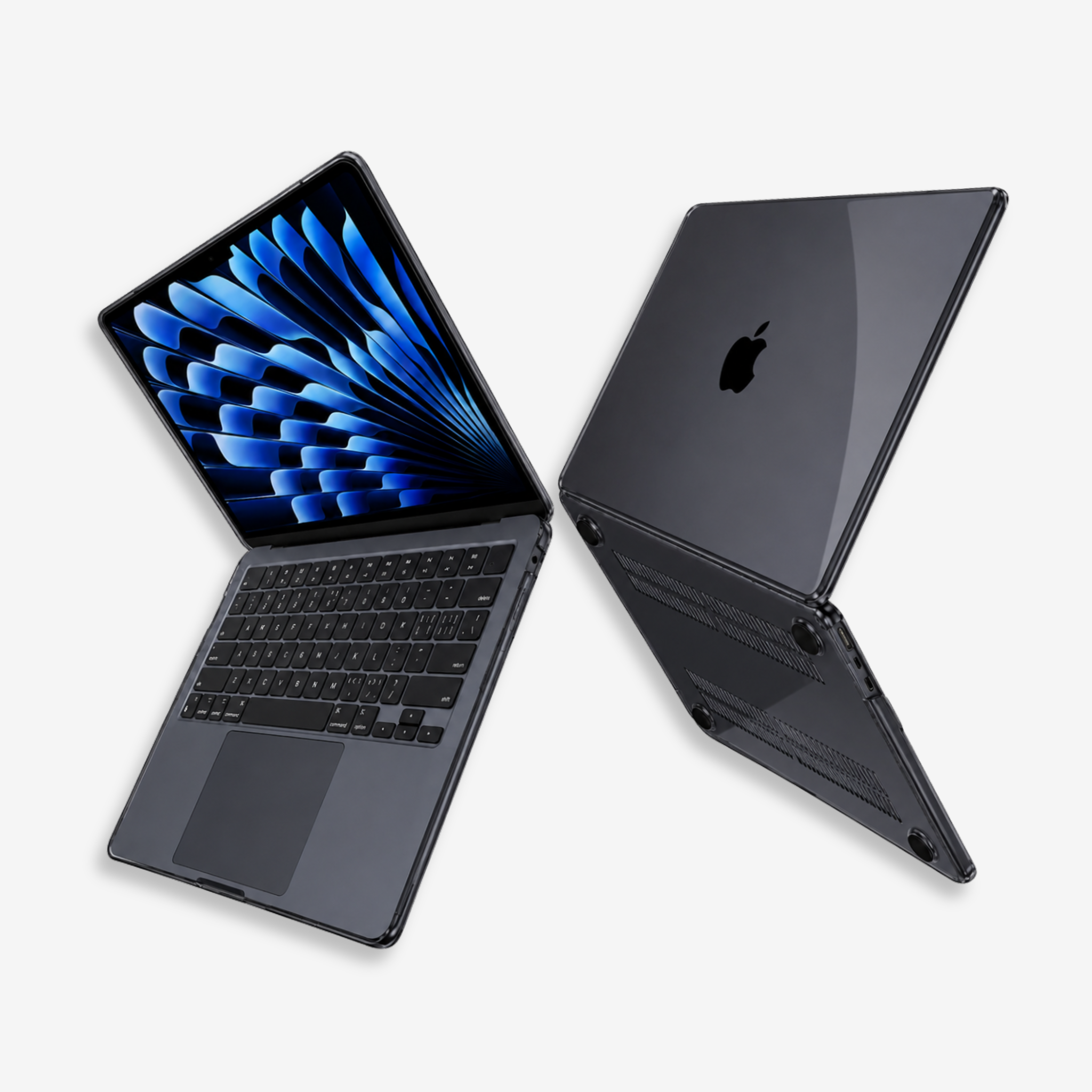Capa HardShell Preto Cristal para MacBook Air 15 SkinCase #cor_preto cristal
