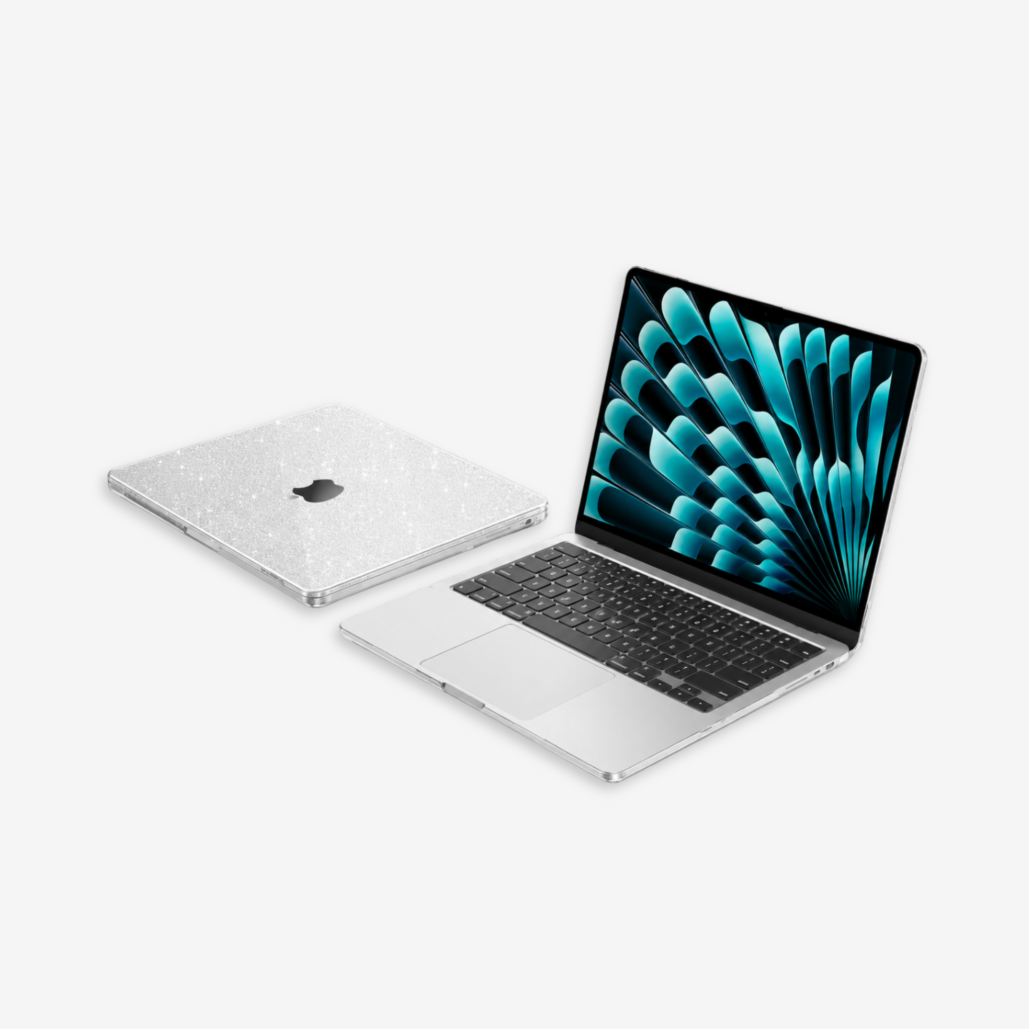 Capa HardShell Transparente Glitter para MacBook Air 15 SkinCase #cor_sky glitter