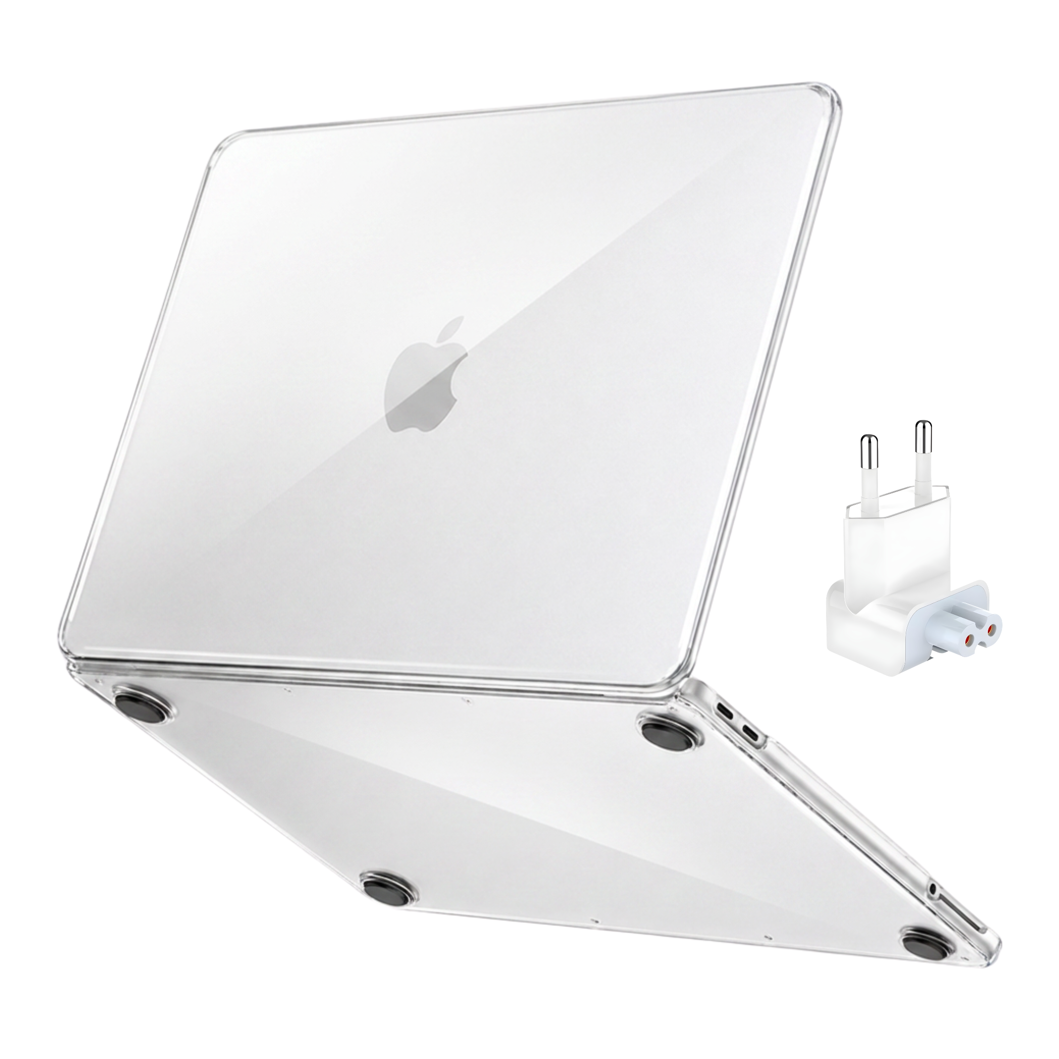 Kit Capa HardShell Transparente Cristal com Plug Adaptador BR para MacBook Neo 13” SkinCase #cor_transparente cristal
