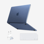 Kit Capa HardShell Azul Índigo Fosca + Protetor de Teclado Transparente + Plug Adaptador BR para MacBook Neo 13” SkinCase #cor_azul índigo fosca