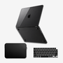 Capa HardShell Preto Cristal + Bag Neoprene + Protetor de Teclado para MacBook Pro 14 M1 M2 M3 M4 M5 SkinCase #cor_preto cristal