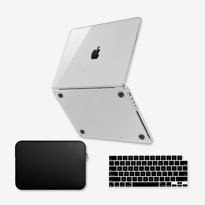 Capa HardShell Transparente Cristal + Bag Neoprene + Protetor de Teclado para MacBook Pro 14 M1 M2 M3 M4 M5 SkinCase #cor_transparente cristal
