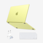 Kit Capa HardShell Amarelo Cítrico Fosca + Protetor de Teclado Transparente + Plug Adaptador BR para MacBook Neo 13” SkinCase #cor_amarelo cítrico fosca