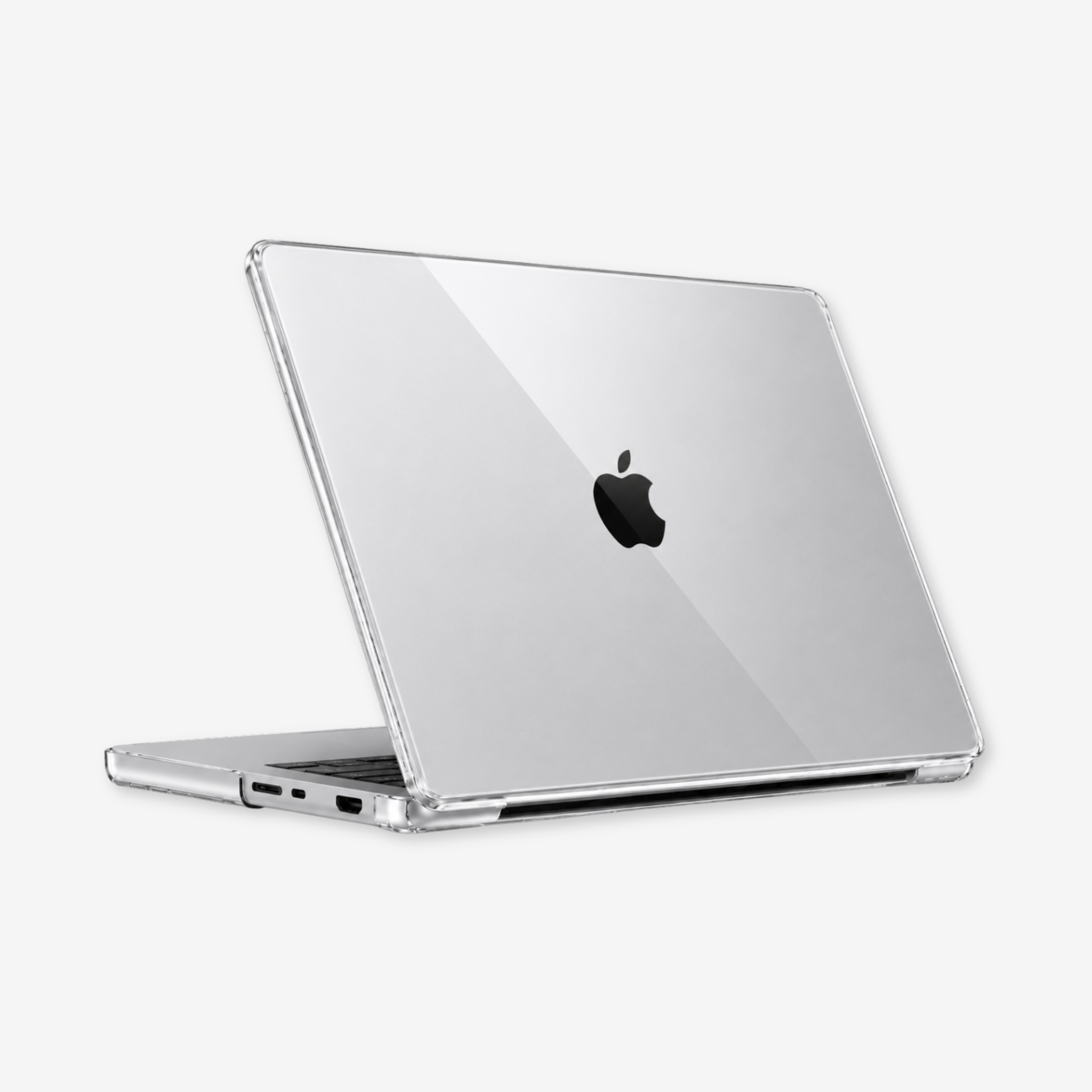 Capa HardShell Transparente Cristal para MacBook Pro 14 com recortes laterais e portas SkinCase #cor_transparente cristal