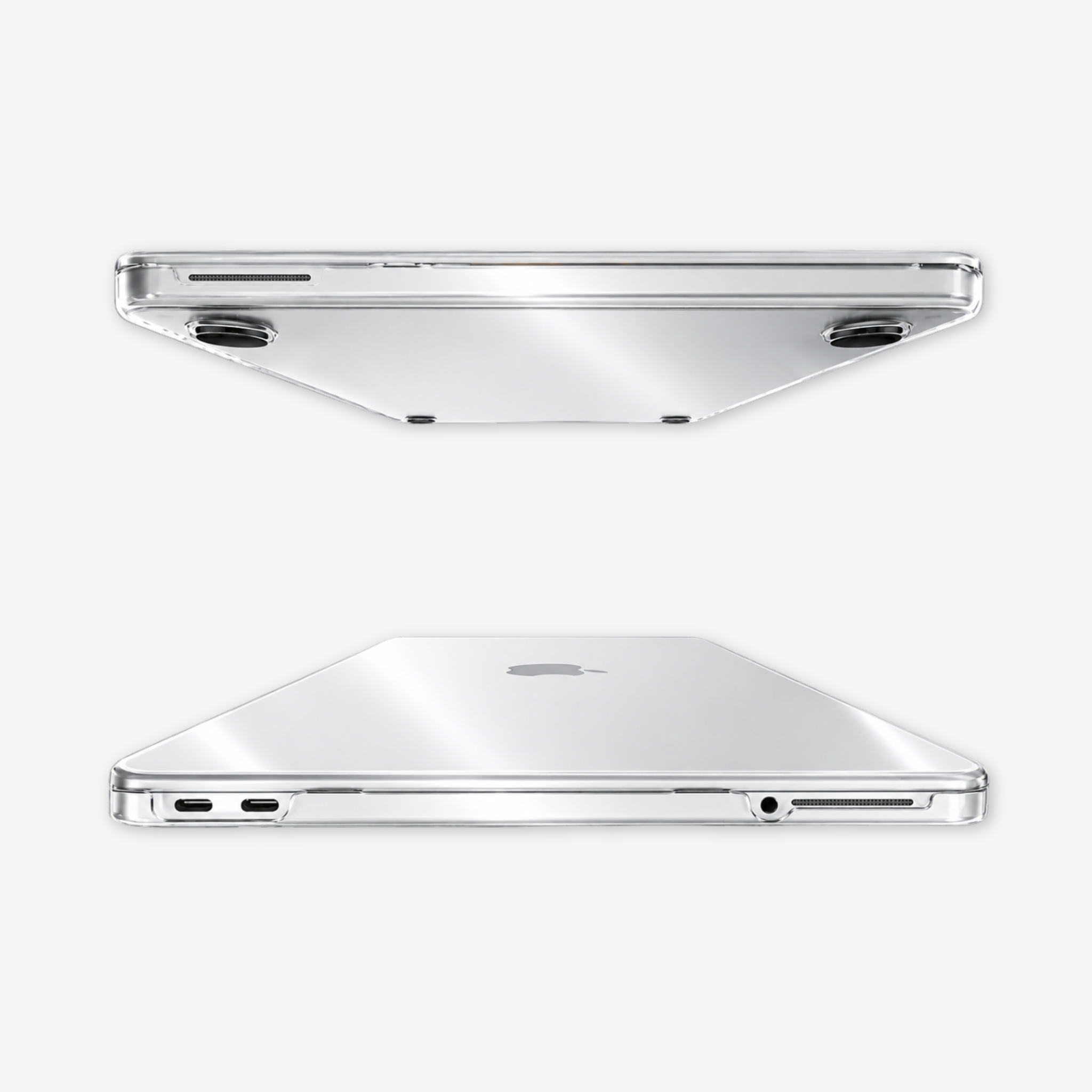 2. Capa HardShell Transparente Cristal para MacBook Neo 13 com portas e pés emborrachados SkinCase #cor_transparente cristal