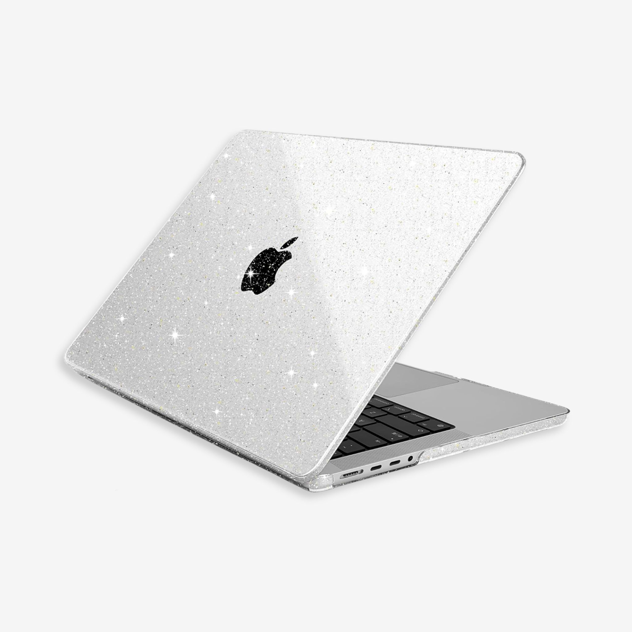 Capa HardShell Sky Glitter instalada no MacBook Pro 14 M1 M2 M3 M4 M5 SkinCase #cor_sky glitter