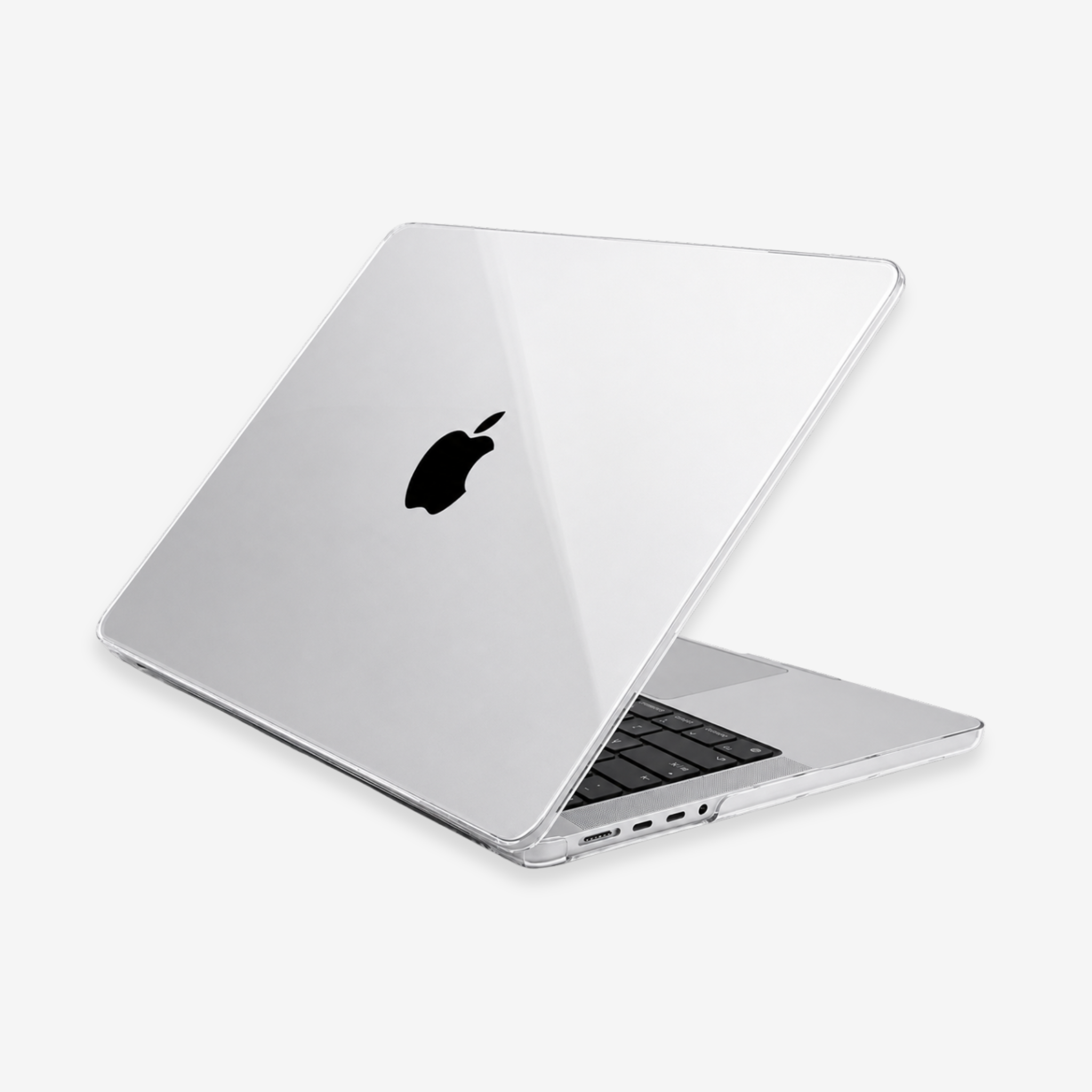 Capa HardShell Transparente Cristal instalada no MacBook Pro 14 M1 M2 M3 M4 M5 SkinCase #cor_transparente cristal