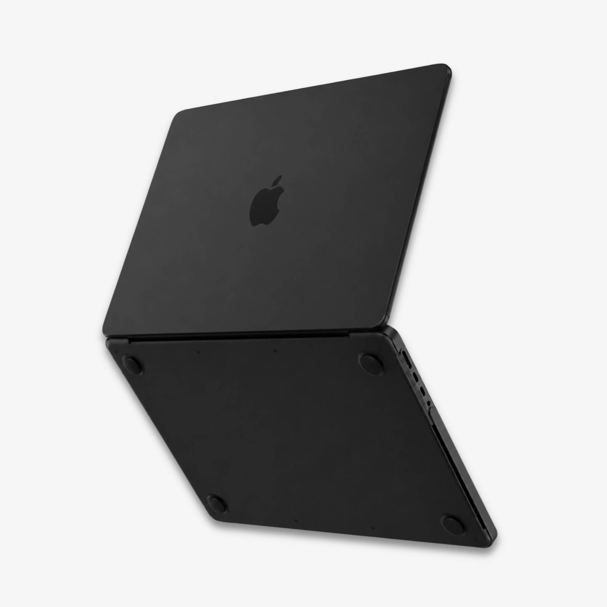 Capa HardShell Preto Fosco para MacBook Pro 14 vista inferior com pés emborrachados SkinCase #cor_preto fosco
