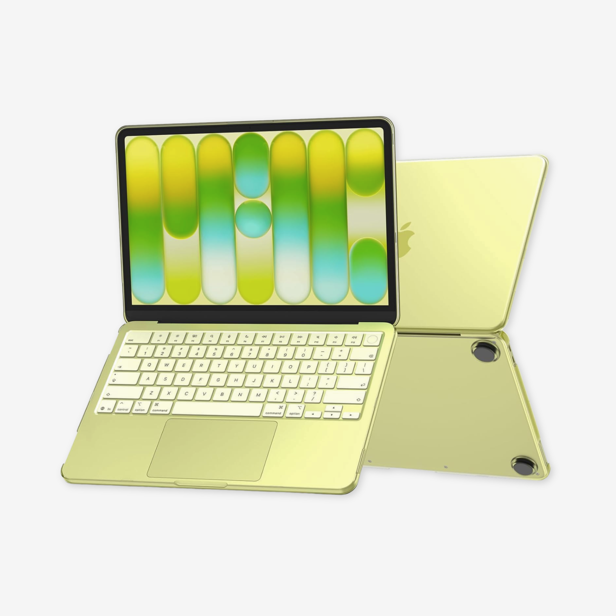 Capa HardShell Amarelo Cítrico Fosca para MacBook Neo 13 com tela aberta SkinCase #cor_amarelo cítrico fosca