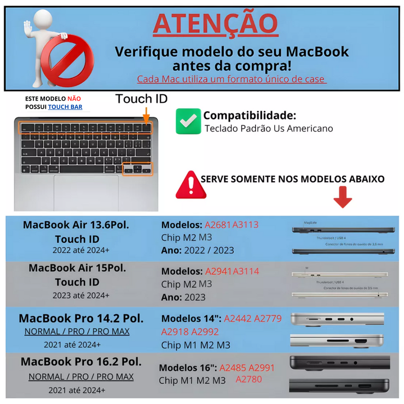 Protetor Teclado MacBook Pro 16.2 M2 e M3 Preto