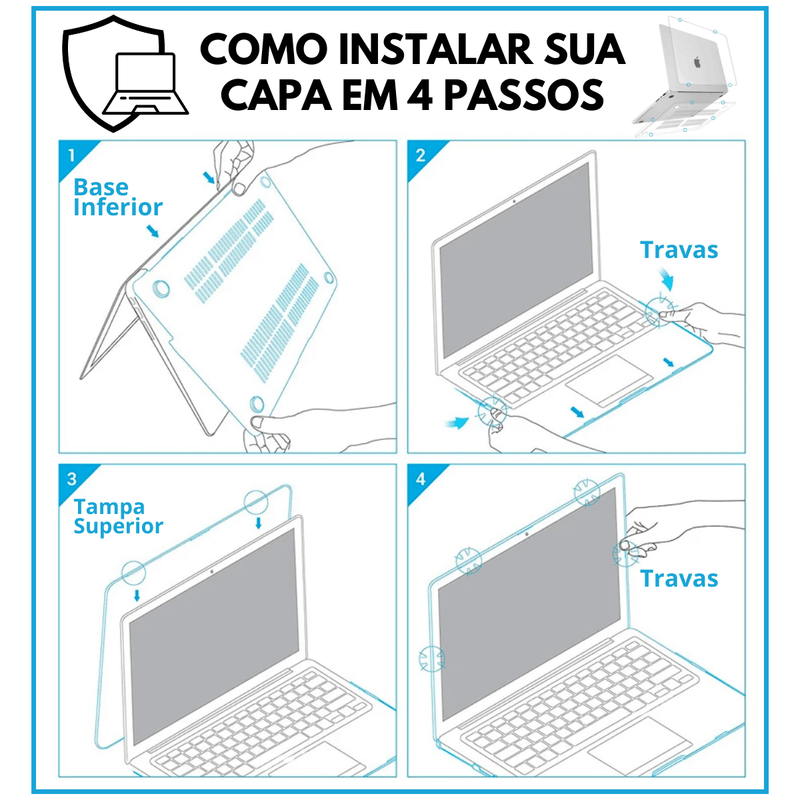 Capa Para MacBook Air 13 Pol Touch ID - Mod: M1 A2337/ A2179/ A1932 - 2018 até 2021