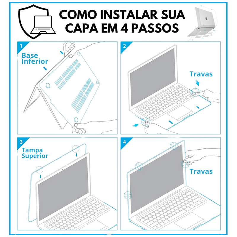 Capa Hard Case MacBook Pro 14.2 Pol. - Modelos: M1 A2442/ M2 A2779/ M3 A2919 A2992/ M4 A3112 A3185 A3401- Normal / Pro / Max (2021 ate 2025)