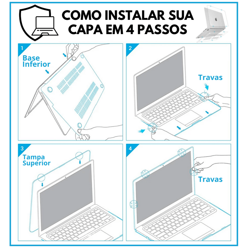 Capa Hard Case MacBook Pro 14.2 Pol. - Modelos: M1 A2442/ M2 A2779/ M3 A2919 A2992/ M4 A3112 A3185 A3401- Normal / Pro / Max (2021 ate 2025)