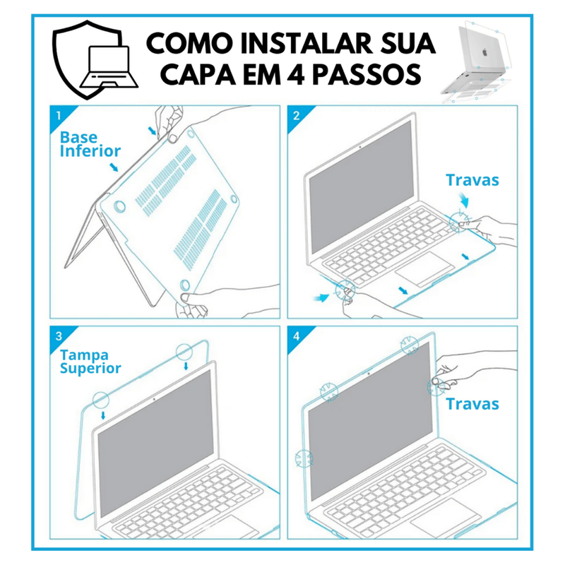 Capa Hard Case MacBook Pro 14.2 Pol. - Modelos: M1 A2442/ M2 A2779/ M3 A2919 A2992/ M4 A3112 A3185 A3401- Normal / Pro / Max (2021 ate 2025)