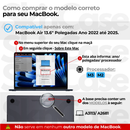 Kit Capa +Bag Neoprene P/ MacBook Air 13.6Pol M2 M3 M4// A2681 A3113 A3240// 2022-2025