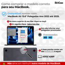 Kit Capa +Bag Neoprene P/ MacBook Air 13.6Pol M2 M3 M4// A2681 A3113 A3240// 2022-2025