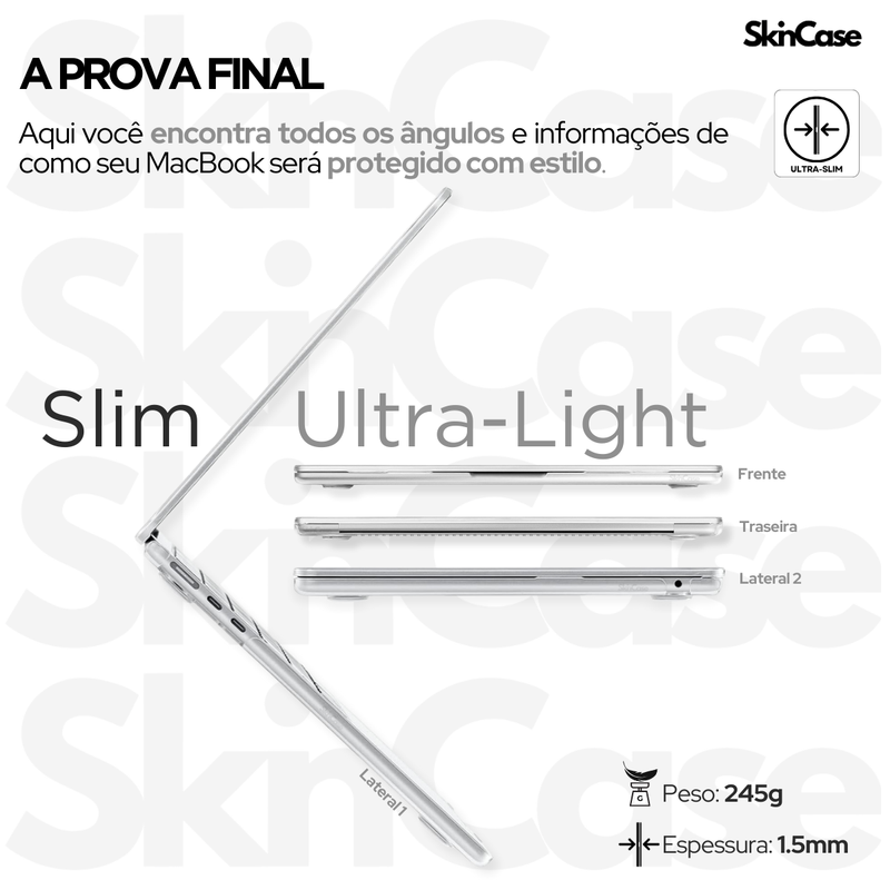 Capa SkinCase Para MacBook Air 13.6 Polegadas - Modelos: M2 A2681 / M3 A3113 Ano 2022 até 2025