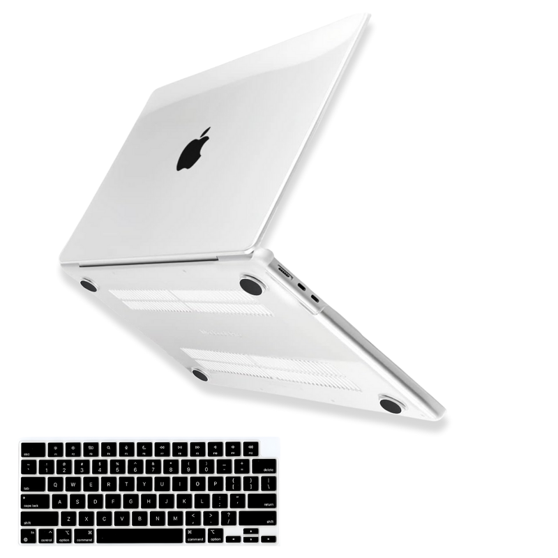 Kit Capa Hard Case MacBook Air 13.6 Pol M2 A2681, M3 A3113 + Protetor de Teclado Preto