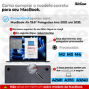 Kit Capa +Bag Neoprene P/ MacBook Air 13.6Pol M2 M3 M4// A2681 A3113 A3240// 2022-2025