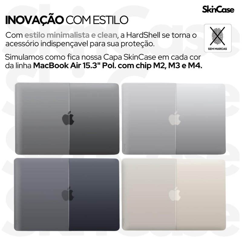 Capa Hard Case MacBook Air 15.3 Polegadas - Modelos: M2 A2941 / M3 A3114 / M4 A3241 (2023 até 2025+)