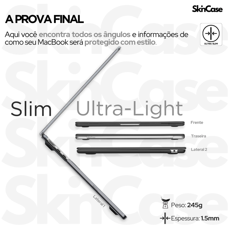 Kit Capa Para MacBook Air 15.3 Pol  M2 M3 M4 + Neoprene + Protetor de Teclado