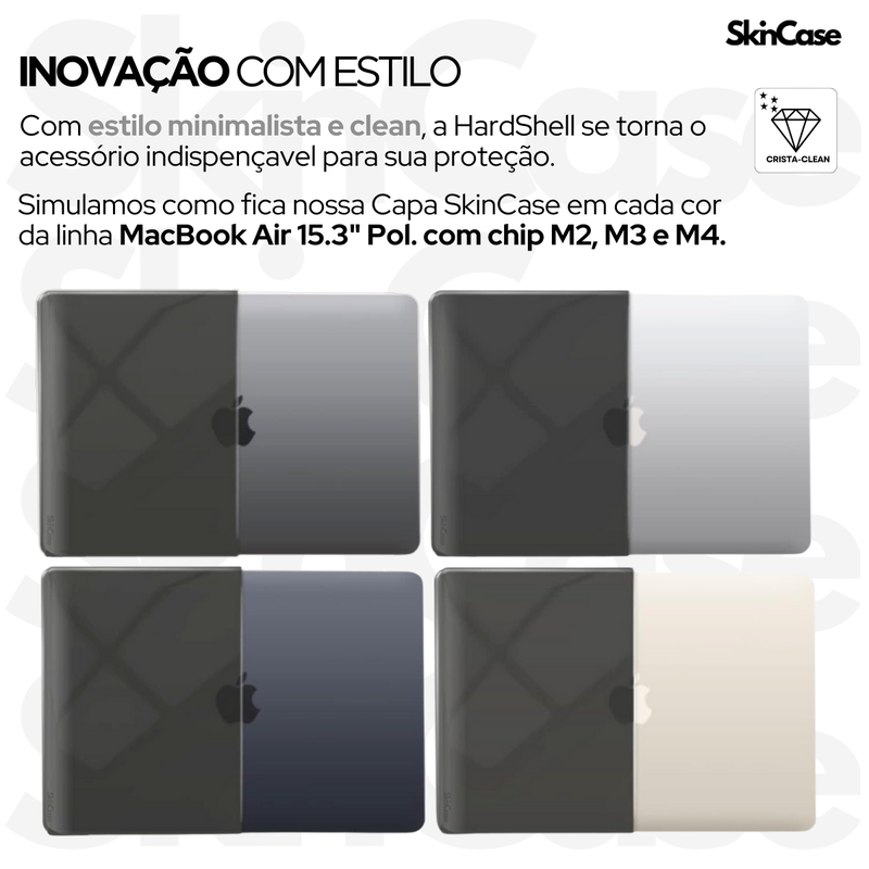 Kit Capa Para MacBook Air 15.3 Pol  M2 M3 M4 + Neoprene + Protetor de Teclado