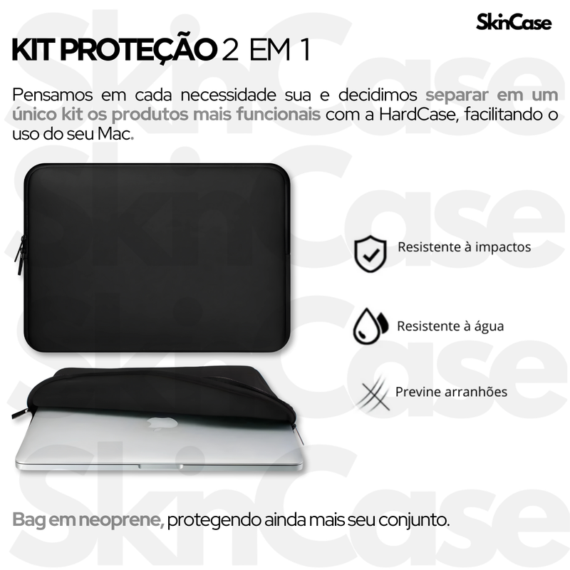 Kit Capa +Bag Neoprene P/ MacBook Pro 16.2 Pol M1 M2 M3 M4-A2485-2021-2025