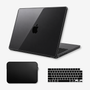 Capa HardShell Preto Cristal SkinCase para MacBook Pro 16 M1 M2 M3 M4 M5 com Bag Neoprene e Protetor de Teclado #cor_preto cristal