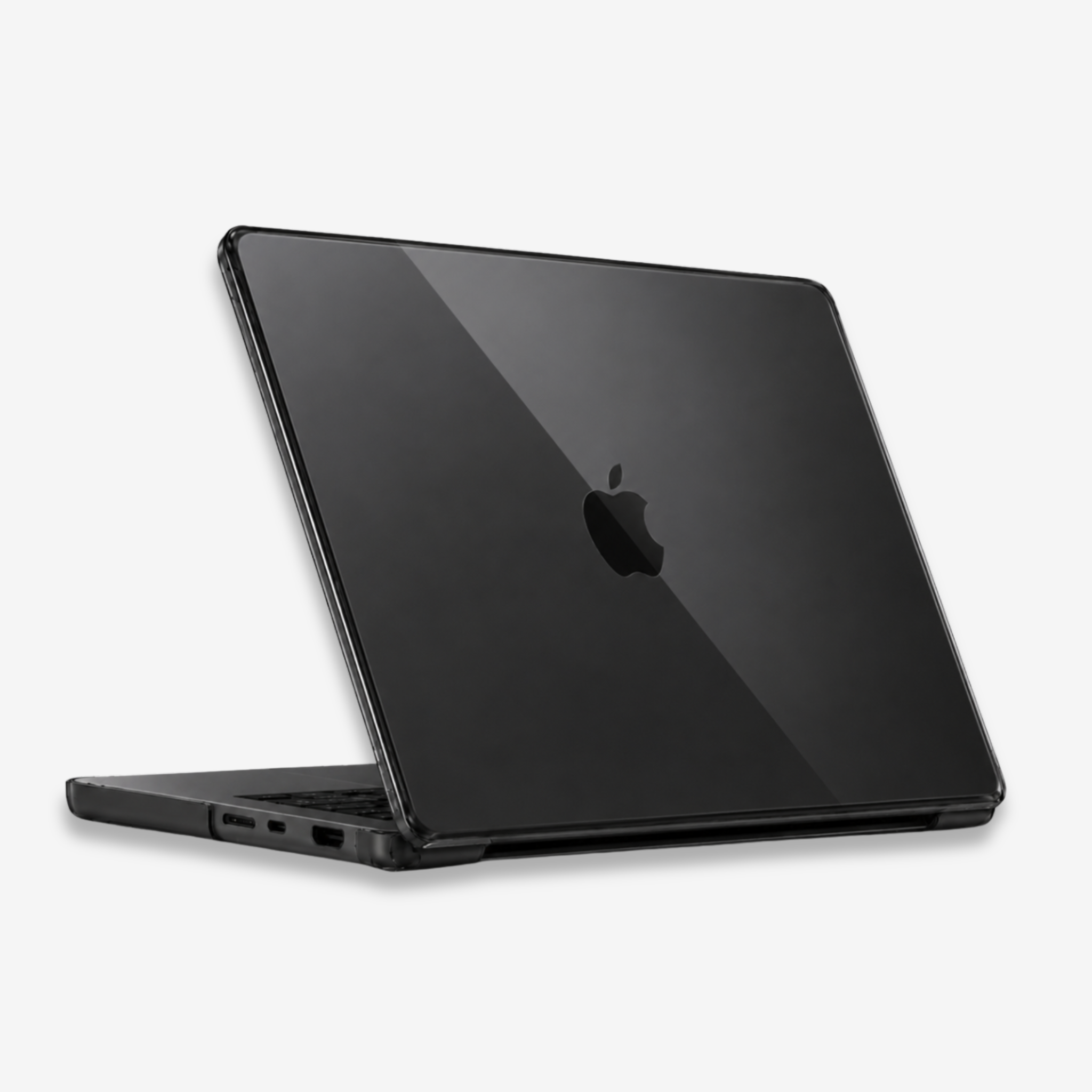 Capa HardShell Preto Cristal SkinCase aplicada no MacBook Pro 16 M1 M2 M3 M4 M5 aberto #cor_preto cristal