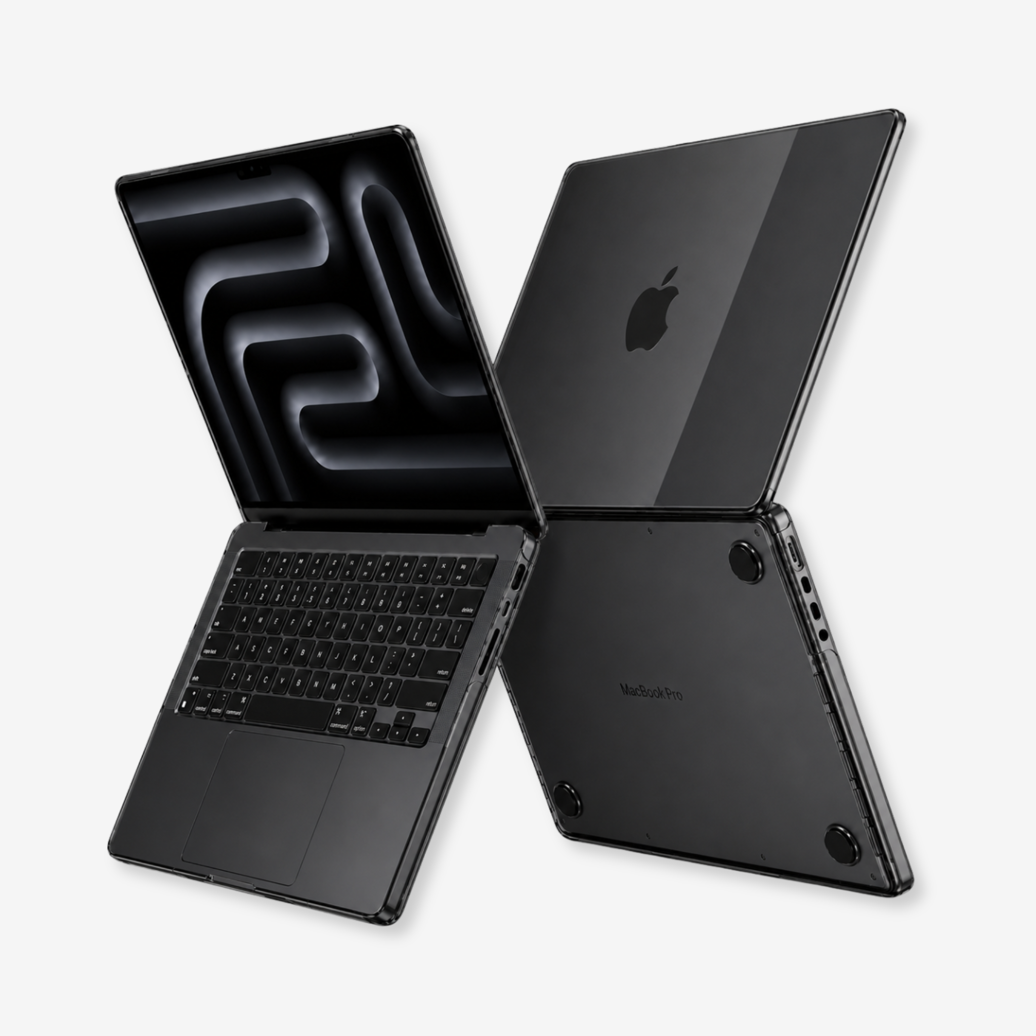Galeria da Capa HardShell Preto Cristal SkinCase para MacBook Pro 16 M1 M2 M3 M4 M5 aplicada no notebook #cor_preto cristal