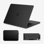 Capa HardShell Preto Fosco SkinCase para MacBook Pro 16 M1 M2 M3 M4 M5 com Bag Neoprene e Protetor de Teclado #cor_preto fosco
