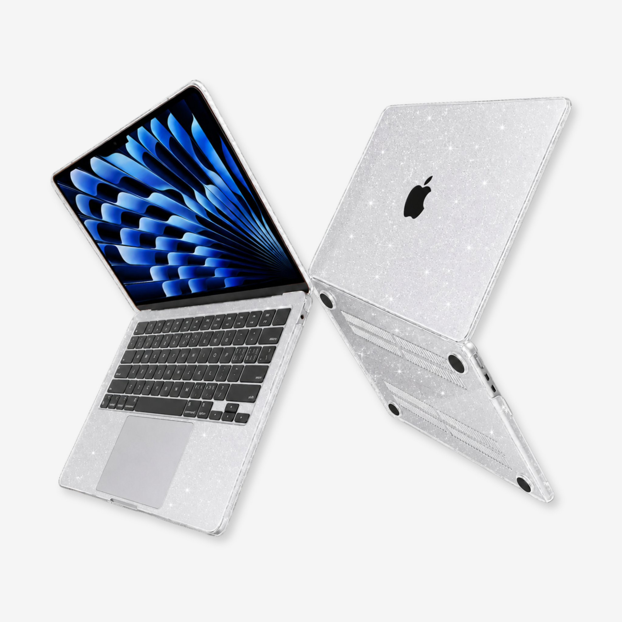 Capa HardShell Transparente Glitter para MacBook Air 15 SkinCase #cor_sky glitter