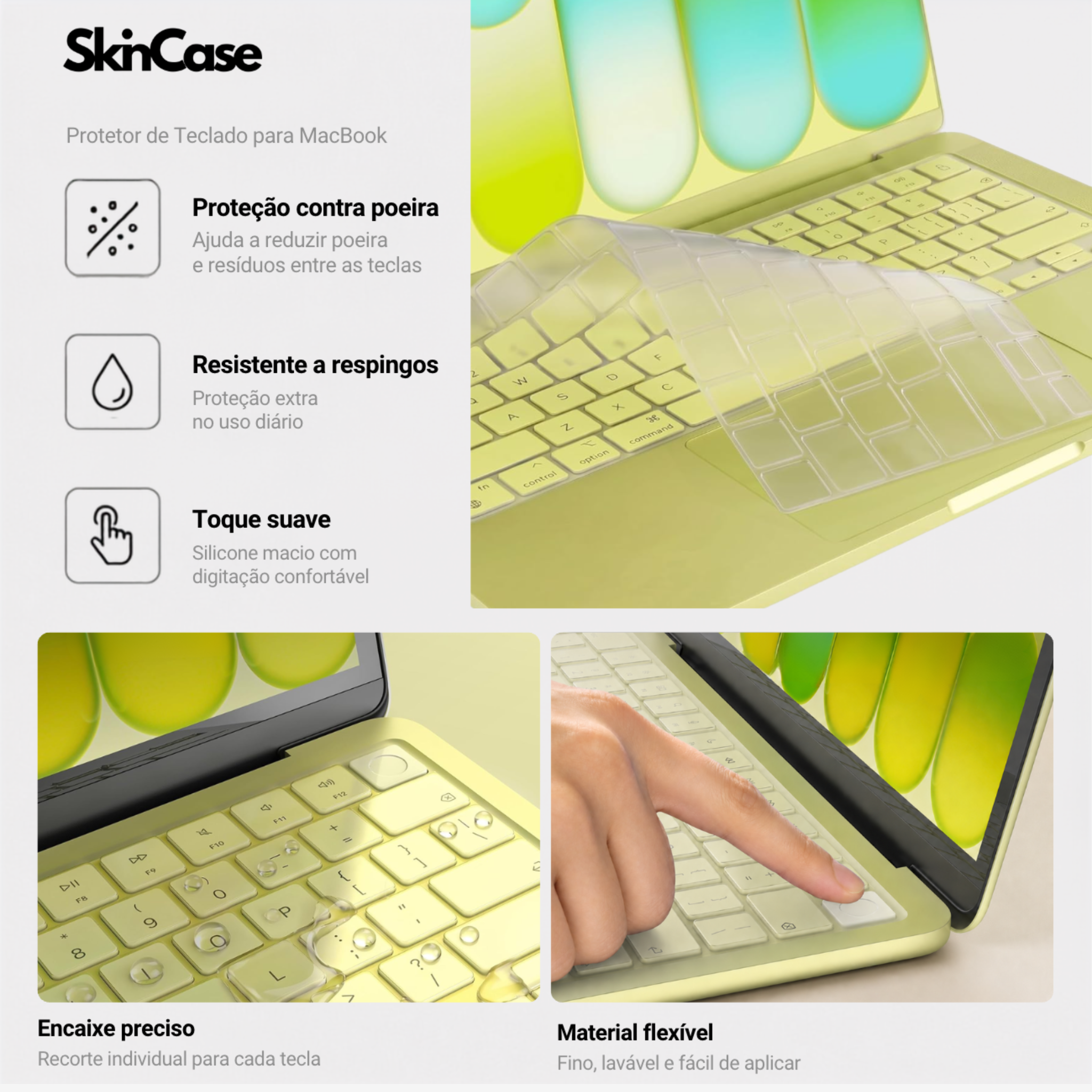 Capa HardShell Transparente Cristal + Protetor de Teclado para MacBook Neo 13 SkinCase #cor_transparente cristal