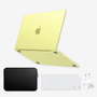 Kit Capa HardShell Amarelo Cítrico Fosca + Bag Neoprene + Protetor de Teclado Transparente + Plug Adaptador BR para MacBook Neo 13” SkinCase #cor_amarelo cítrico fosca
