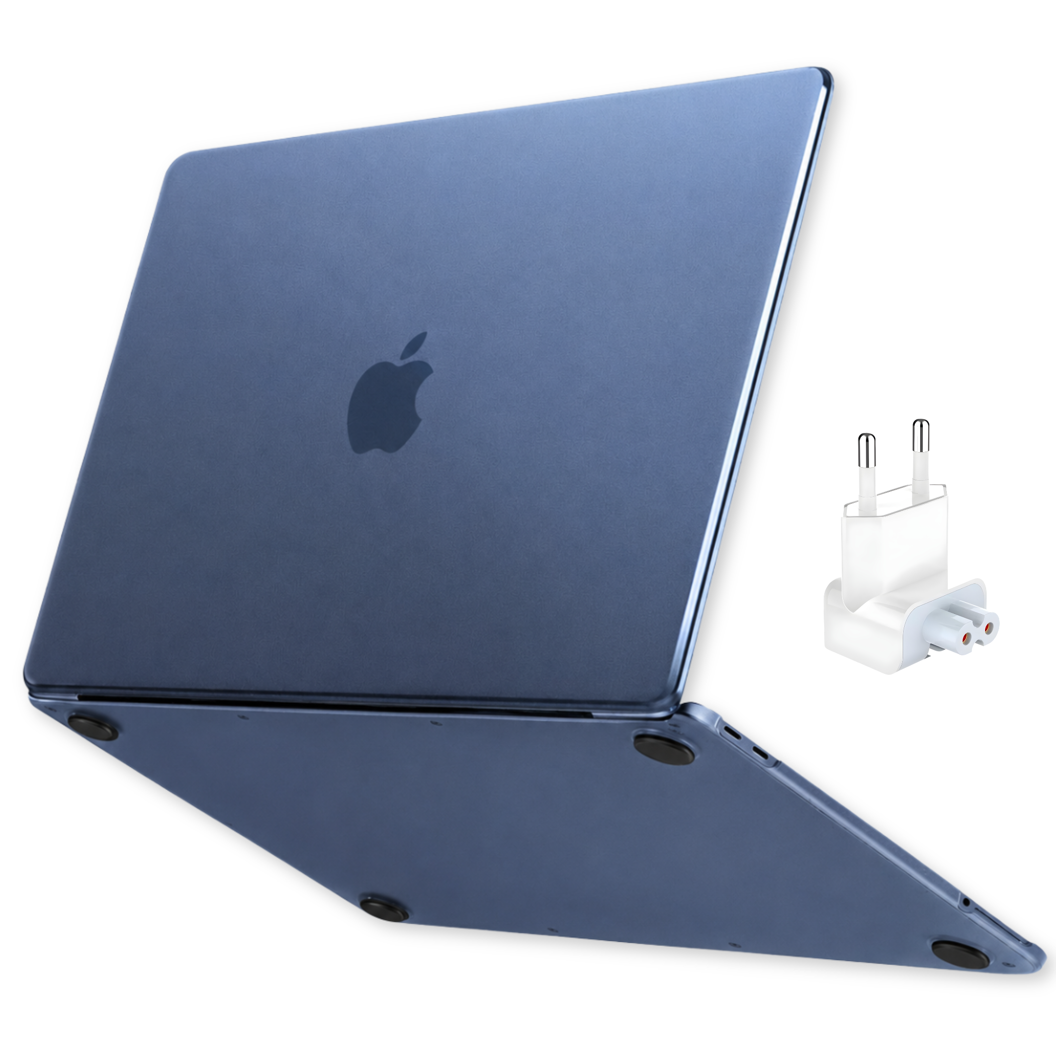 Kit Capa HardShell Azul Índigo Fosca com Plug Adaptador BR para MacBook Neo 13” SkinCase #cor_azul índigo fosca