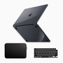 Kit Capa HardShell + Bag Neoprene + Protetor de Teclado Preto Cristal para MacBook Air 13 SkinCase #cor_preto cristal