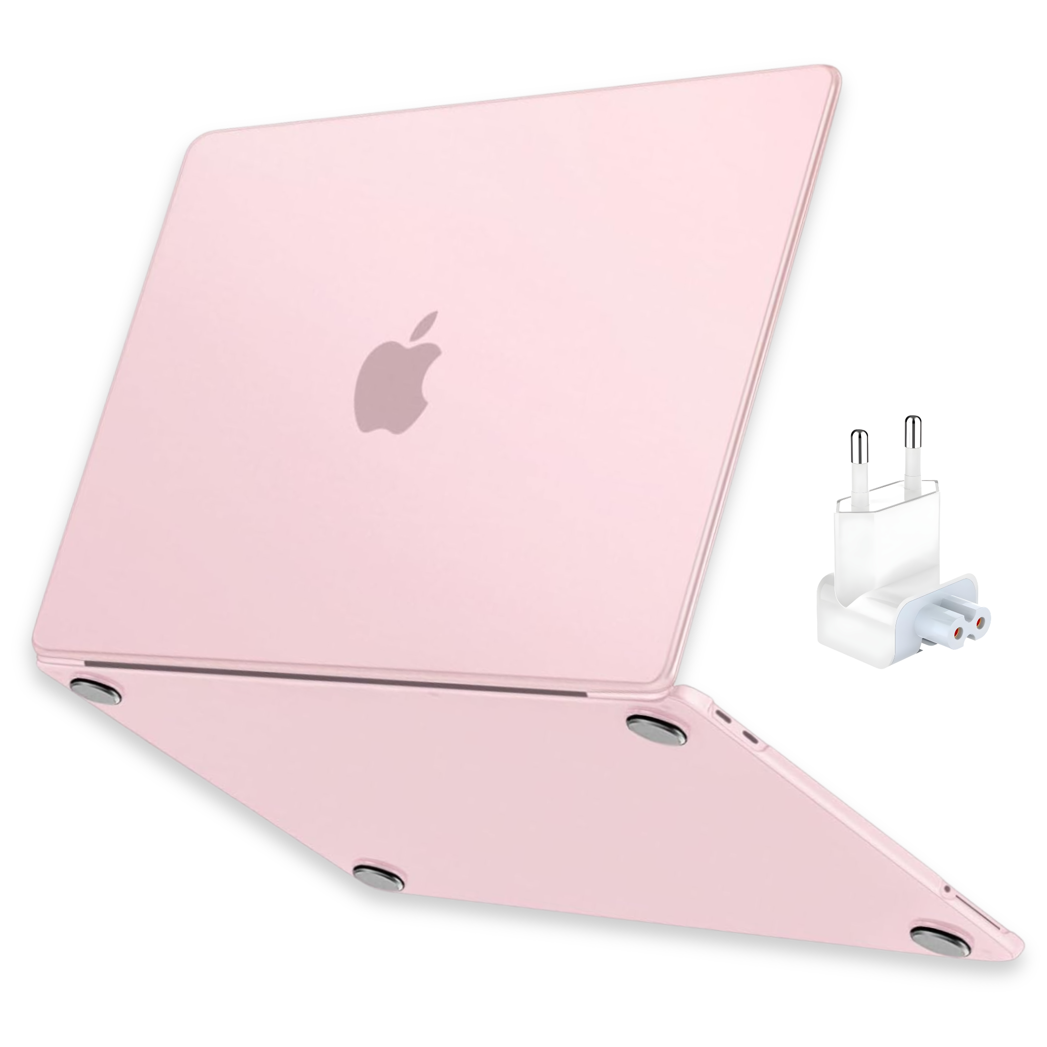 Kit Capa HardShell Rosa Fosca com Plug Adaptador BR para MacBook Neo 13” SkinCase #cor_rosa fosca